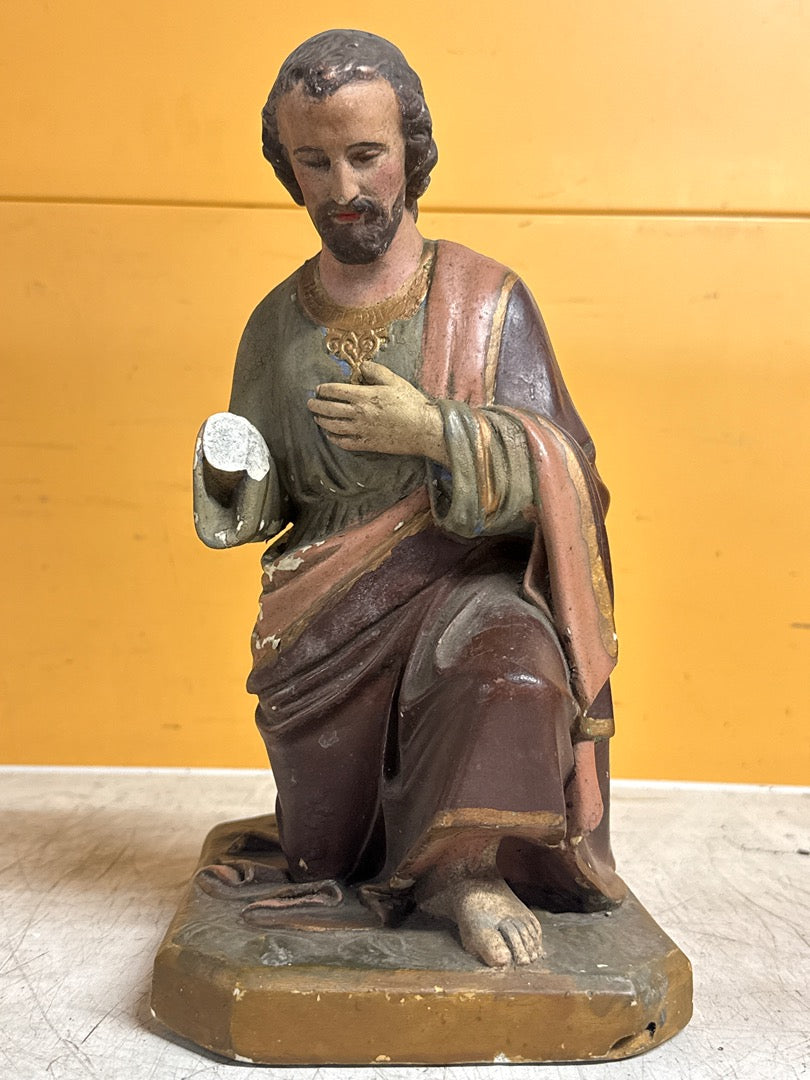 Statue religieuse ancienne – Saint Joseph agenouillé