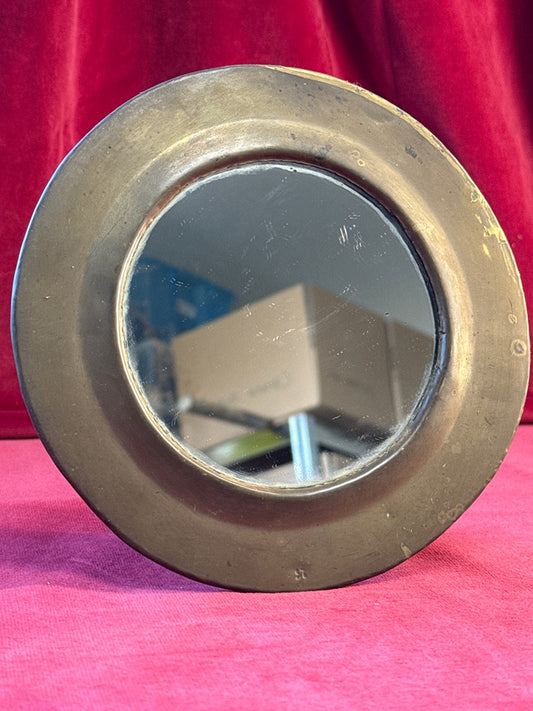 Petit miroir mural rond en métal doré, diamètre 18 cm