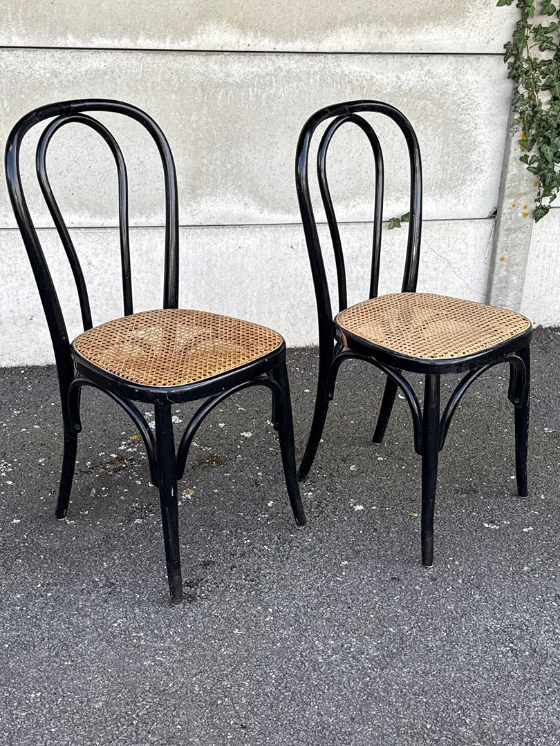 Chaises bistrot – Style Thonet – Mobilier – Bois noir et canne
