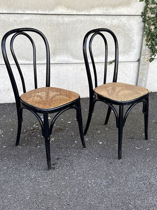 Chaises bistrot – Style Thonet – Mobilier – Bois noir et canne