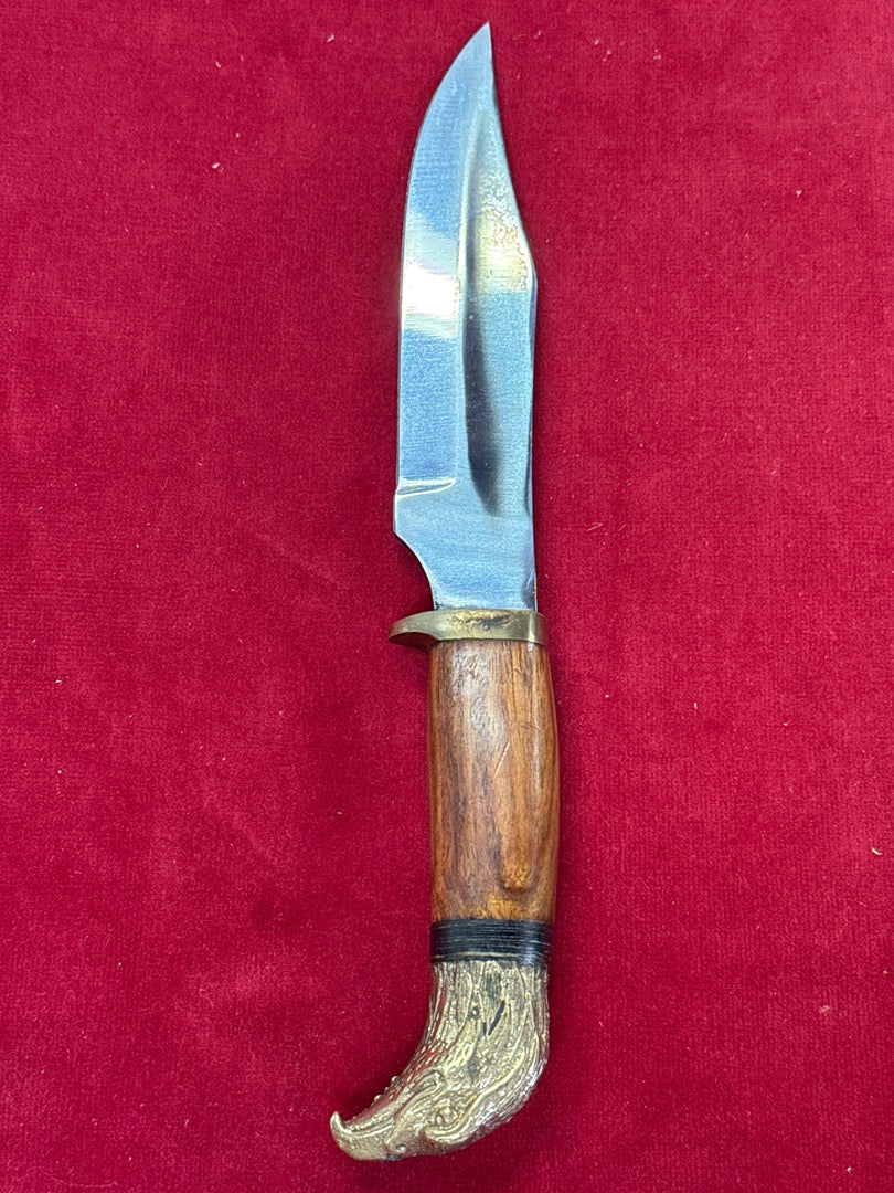 Couteau de chasse manche tête d'aigle – Étui en cuir