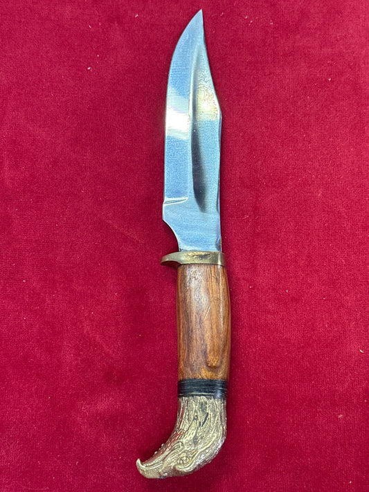 Couteau de chasse manche tête d'aigle – Étui en cuir