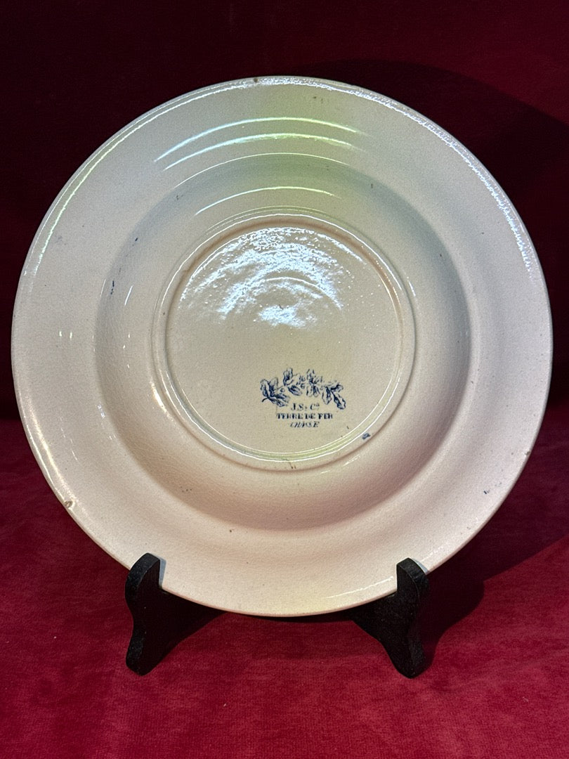 Assiette creuse ancienne Terre de fer Chasse J.s. et Cie