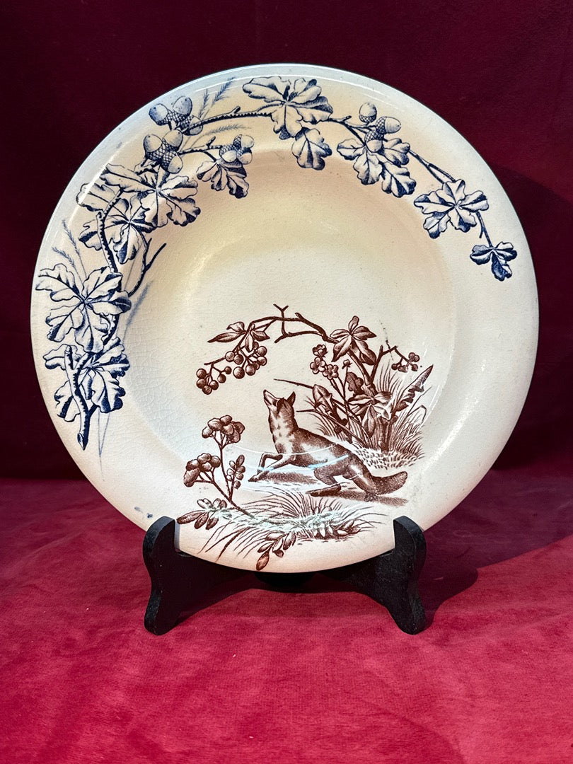Assiette creuse ancienne Terre de fer Chasse J.s. et Cie