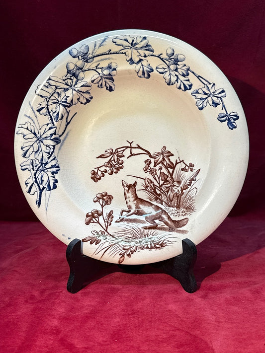 Assiette creuse ancienne Terre de fer Chasse J.s. et Cie