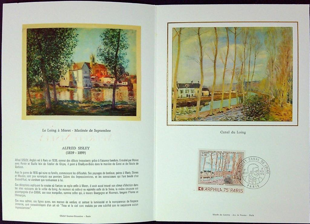 Alfred Sisley Canal Du Loing Enveloppe Dépliant Timbre 1er jour Encart Fdc Yvert et Tellier