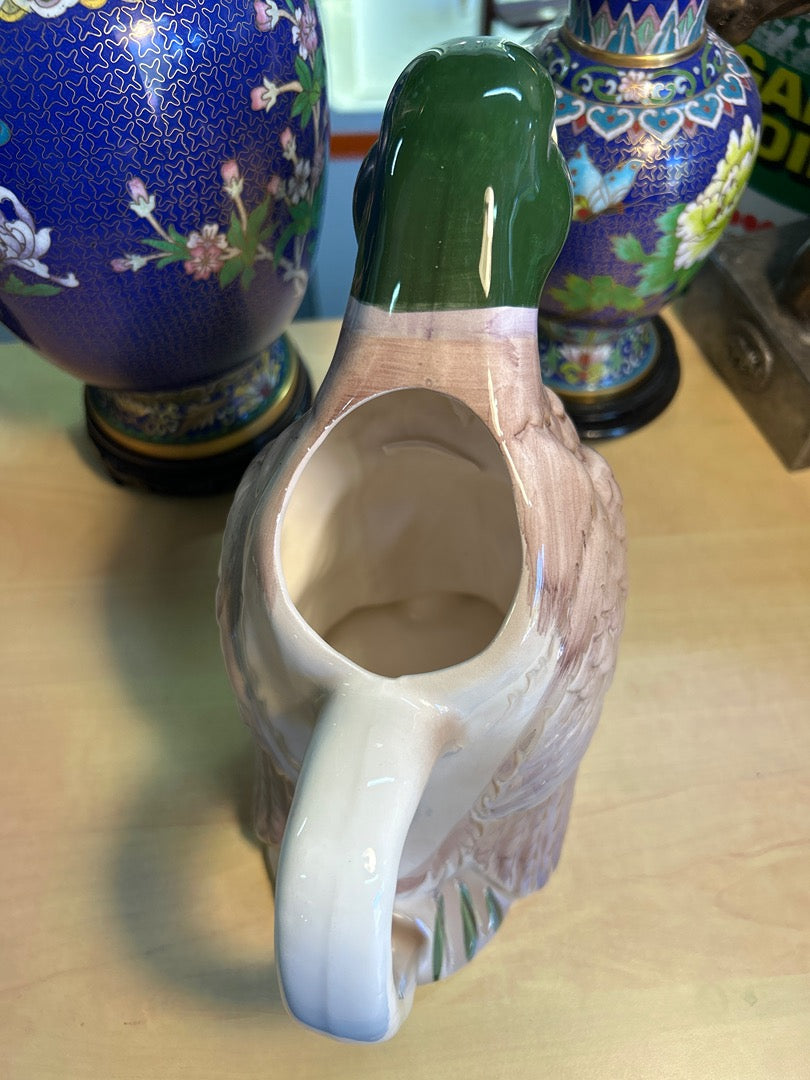 Carafe Barbotine Canard En Ceramique