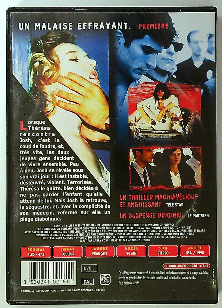 Dvd Piège Intime Thriller Anthony Hickox Naomi Campbell