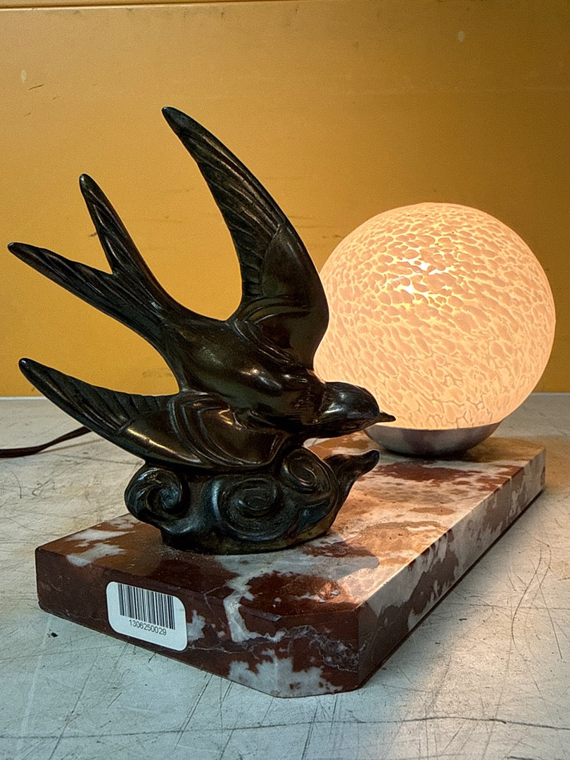 Lampe de bureau – Socle en marbre et oiseau