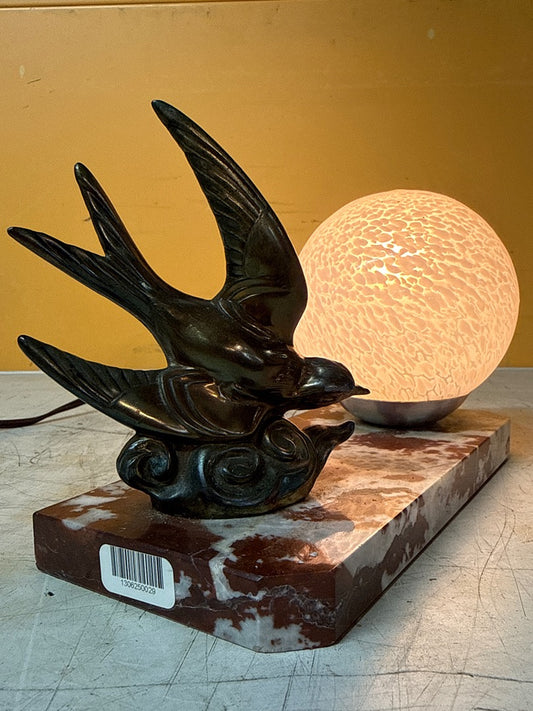 Lampe de bureau – Socle en marbre et oiseau