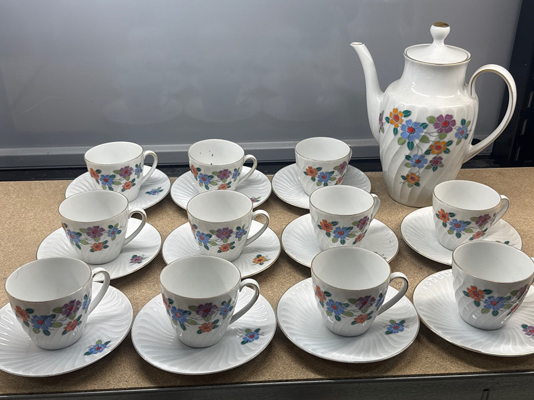Service café – Bareuther – Vaisselle – Fleurs vintage