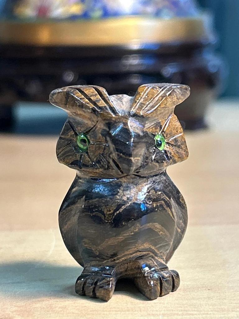 Statuette sculpté Chouette / Hibou en pierre naturelle