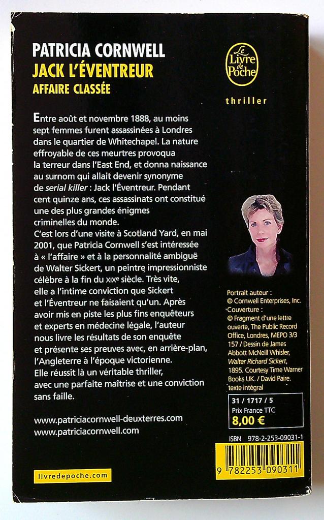 Jack l'éventreur : affaire classée patricia Cornwell