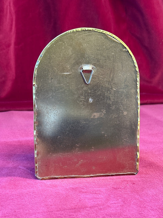 Petit miroir mural en arche, métal doré, 14,5 × 10 cm