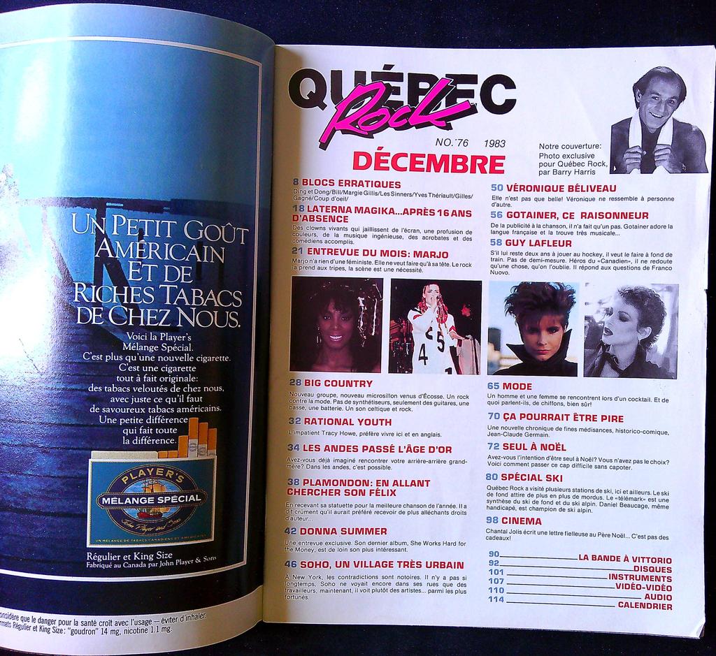 Magazine – Québec Rock N°76 – Musique – Décembre 1983
