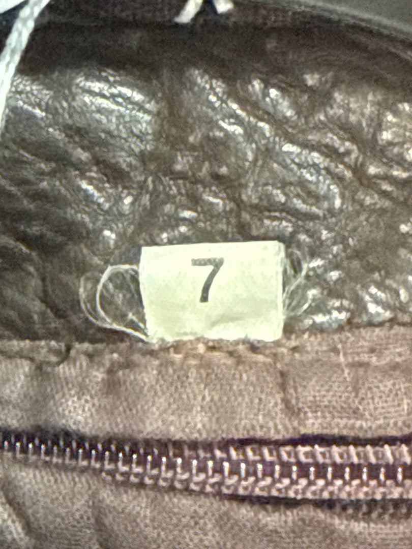 Blouson en cuir marron vintage col fourrure