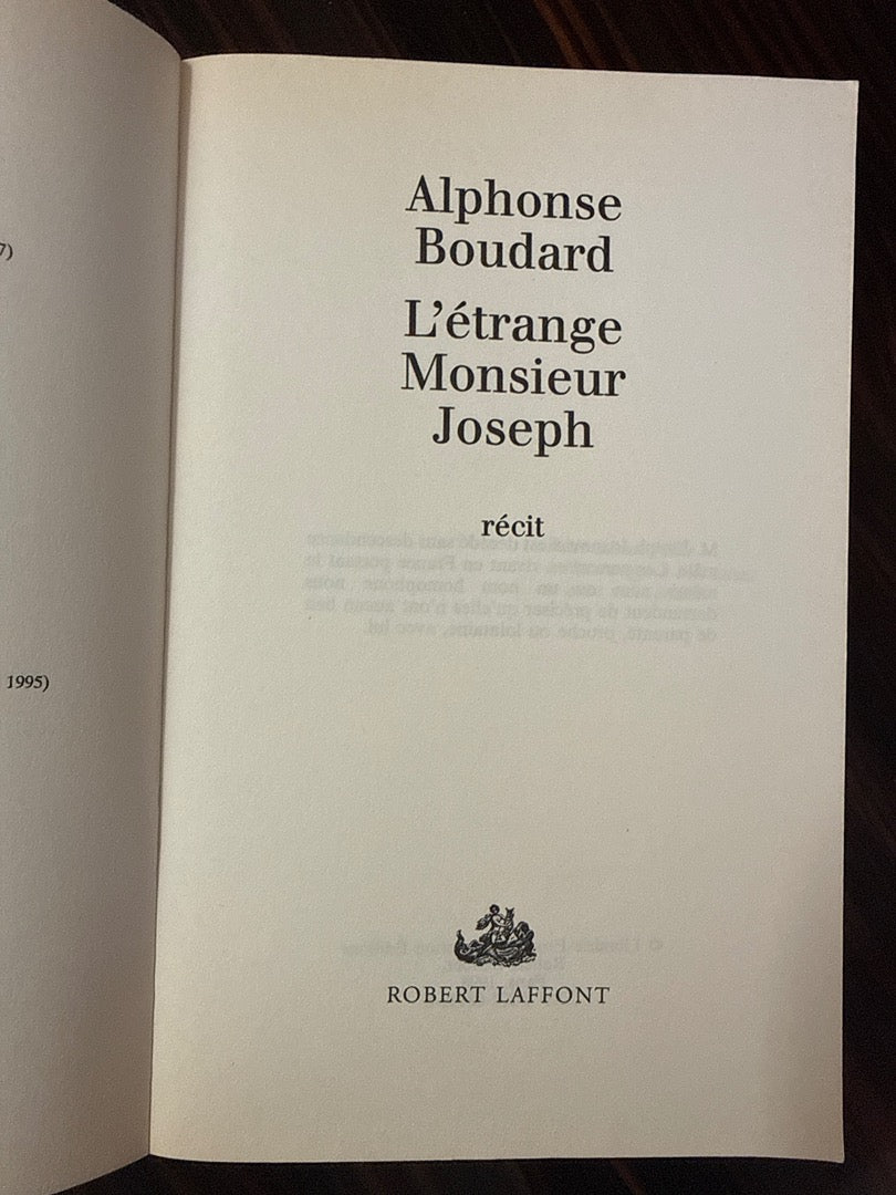 Livre – L'étrange Monsieur Joseph – Littérature – Récit