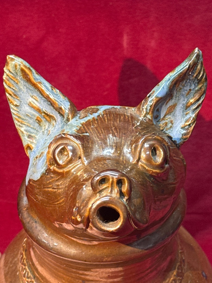 Pichet en grès forme tête de chien céramique artisanale
