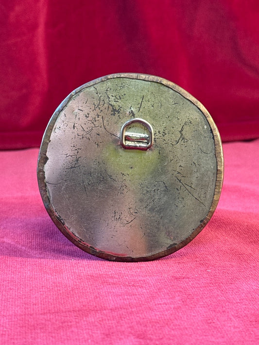 Petit miroir mural rond en métal doré, motifs fleuris, 9 cm