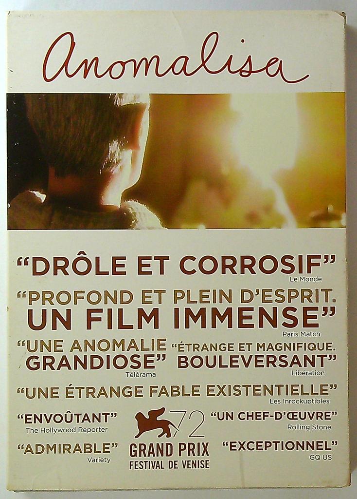 Dvd Anomalisa film d'animation Charlie Kaufman