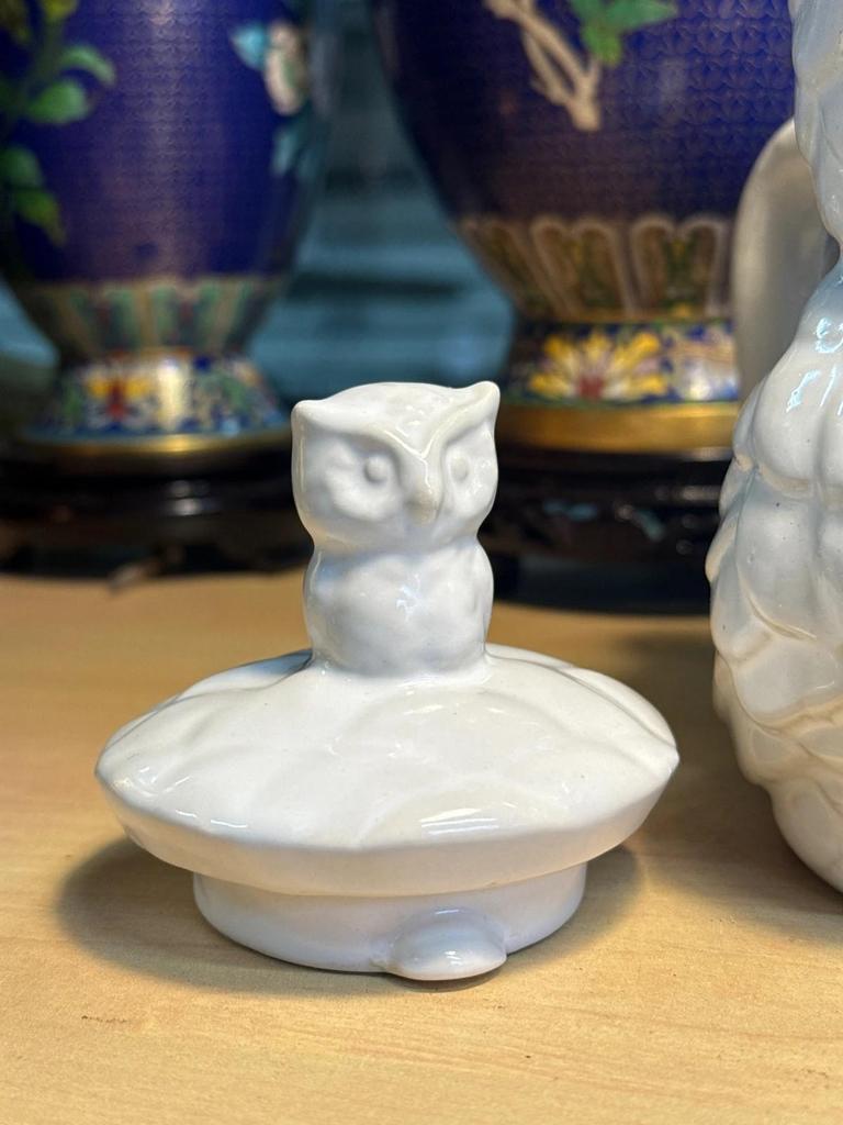 Théière Hiboux Céramique Porcelaine Blanc