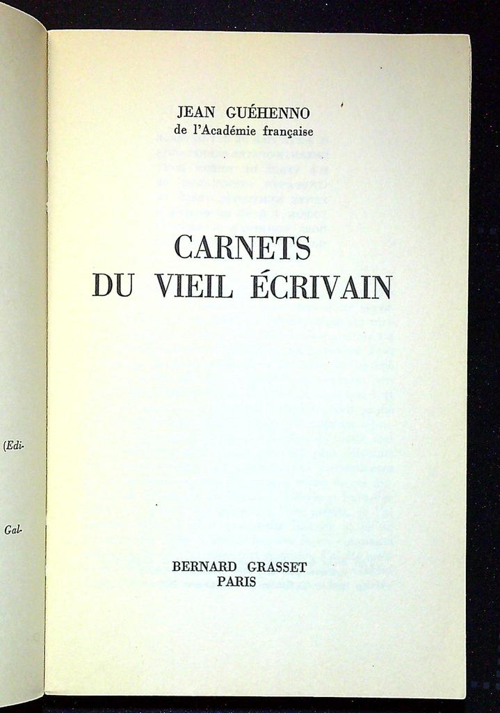 Livre Jean Guéhenno – Carnets du vieil écrivain – Littérature – Édition 1971