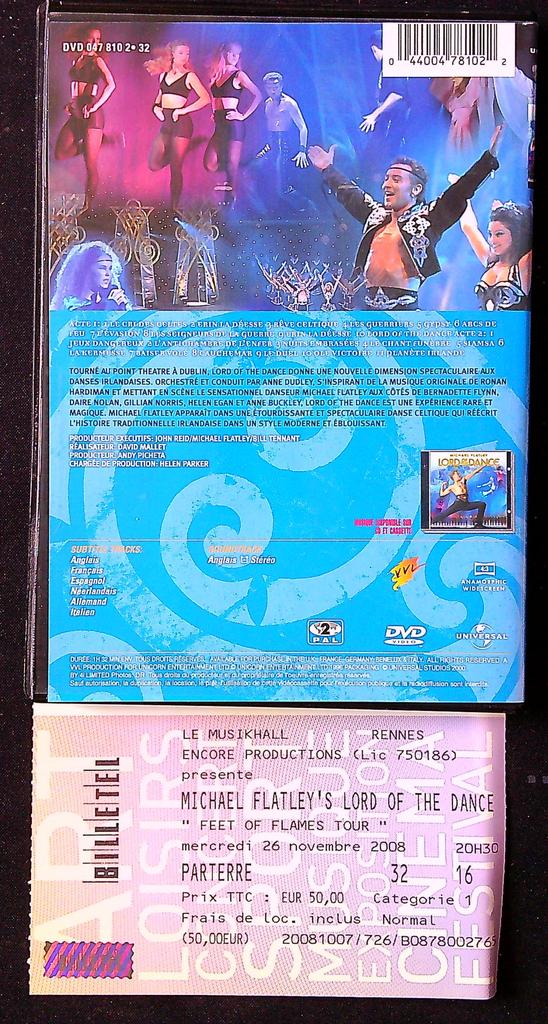 Dvd – Michael Flatley Lord of the Dance – Spectacle – Avec ticket souvenir