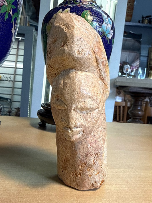 Sculpture Tête En Pierre - Art Africain - Déco Vintage