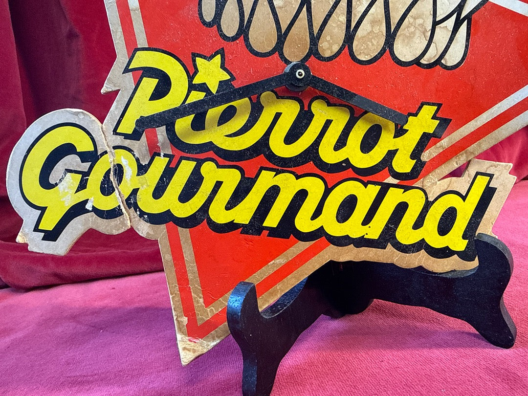 Pendule murale publicitaire Pierrot Gourmand vintage
