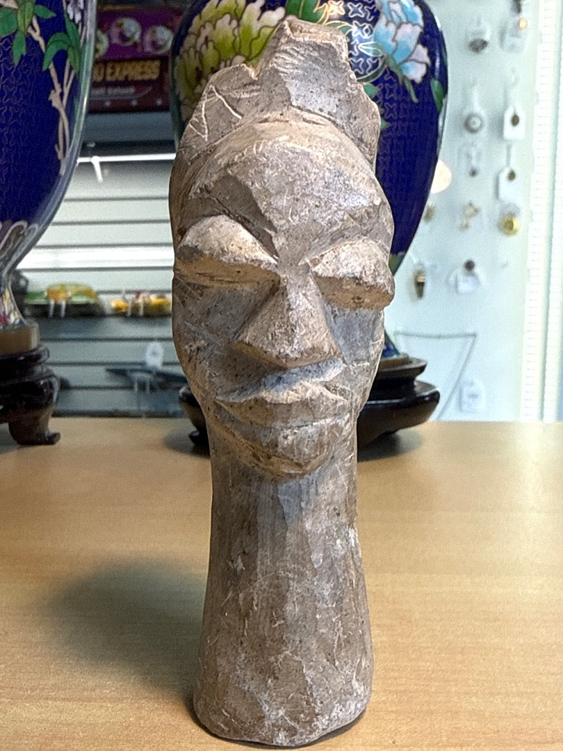 Buste en pierre – Art africain – Décoration – Visage sculpté main