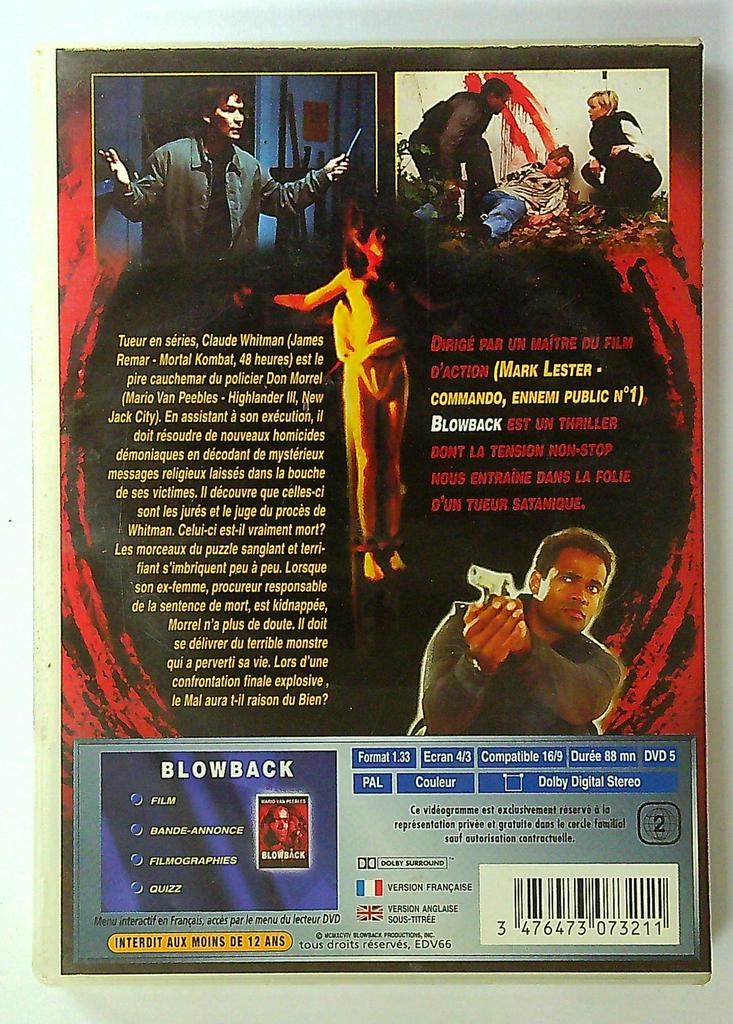 Dvd Blowback Mario Van Peebles Thriller Action Vf