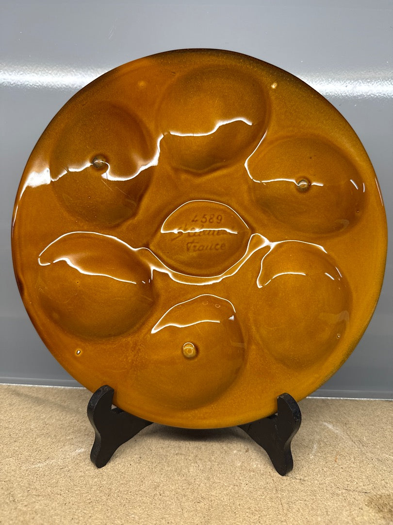 Assiettes à Huîtres – Saint Clément – Arts de la Table – En Céramique Marron Vintage