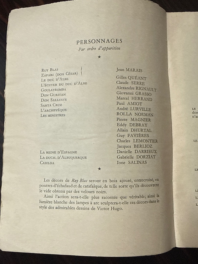 Livre – Ruy Blas Jean Cocteau – Littérature – Édition 1948