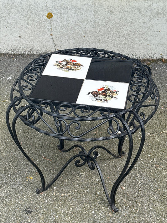 Guéridon – Villeroy & Boch – Décoration – Fer forgé et carreaux