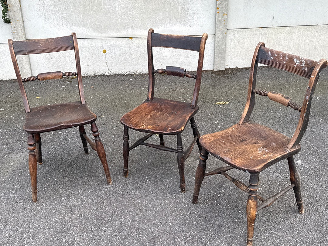 Lot de 3 chaises – Vintage – Mobilier – Bois massif