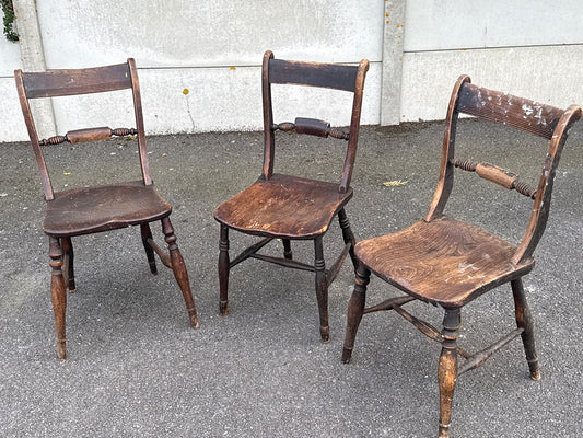 Lot de 3 chaises – Vintage – Mobilier – Bois massif