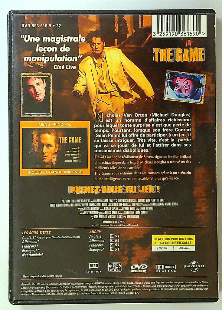 Dvd The Game - Michael Douglas, Sean Penn