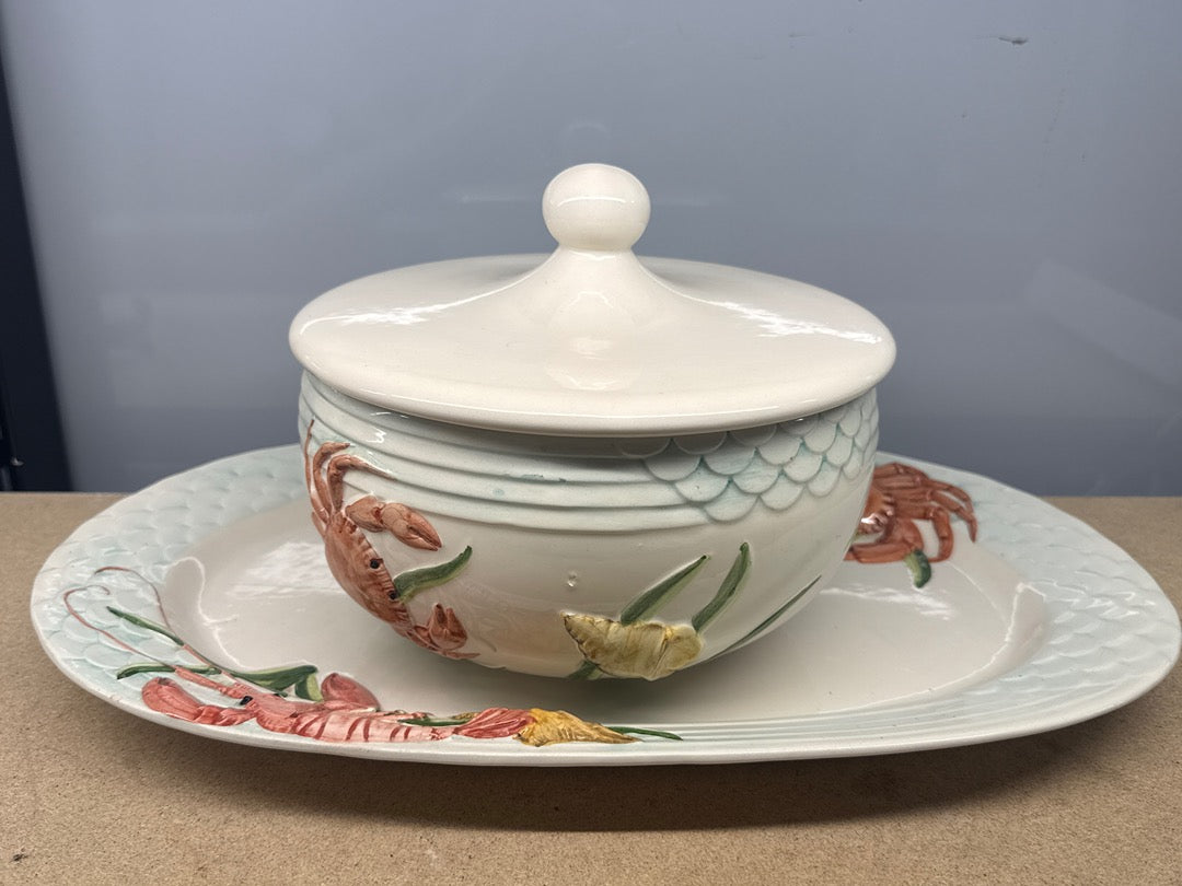 Service soupière – Fitz & Floyd – Plat – Crabe et homard
