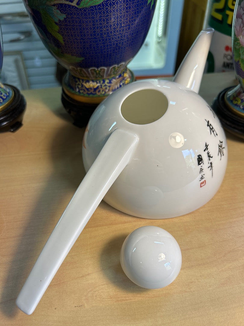 Théière Maycan et 2 tasses porcelaine poissons