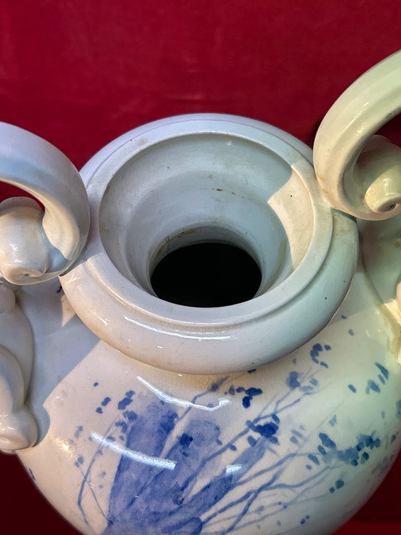 Grand vase en céramique anses visages de Moret-sur-loing