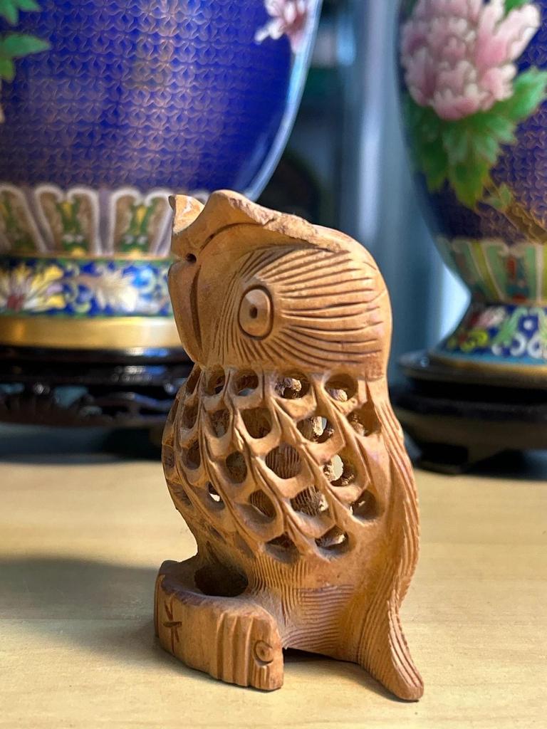 Statuette sculpté Chouette / Hibou en bois