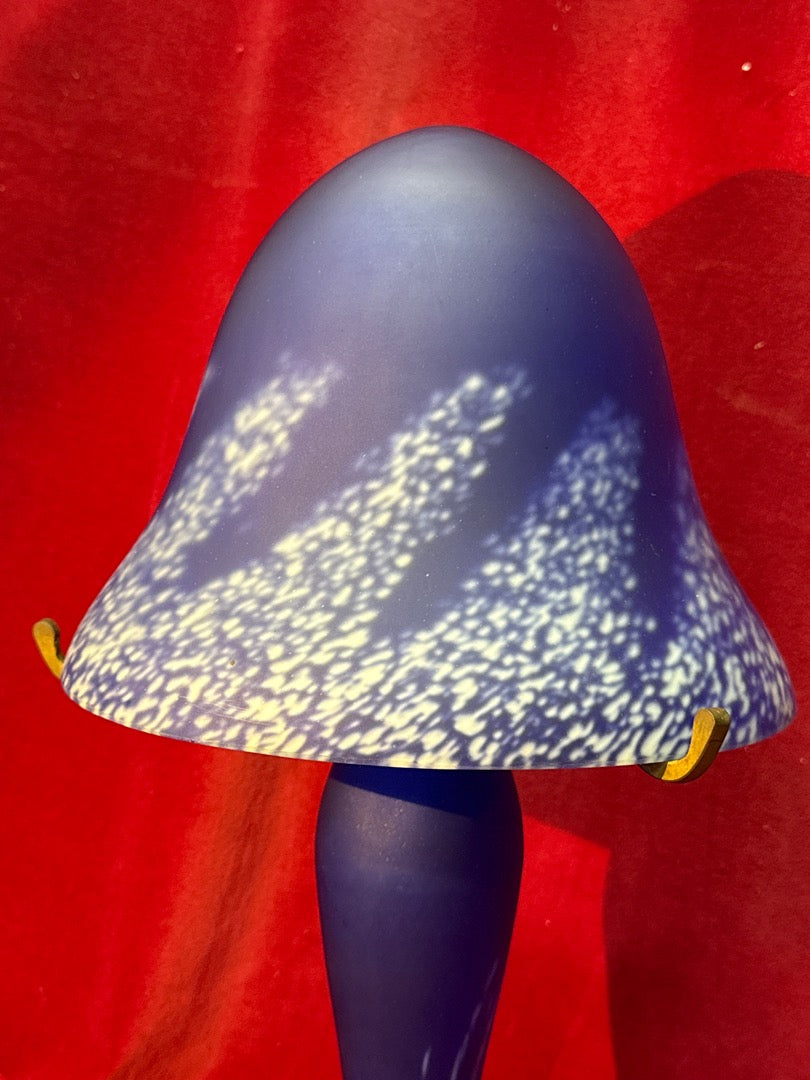 Lampe champignon verre pâte de verre bleu Art Nouveau