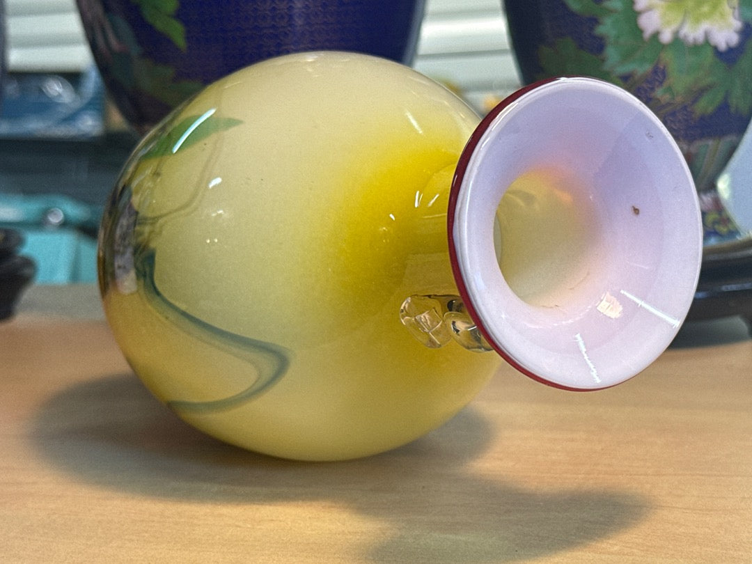 Vase en verre – Artisanal – Décoration – Dégradé jaune orange