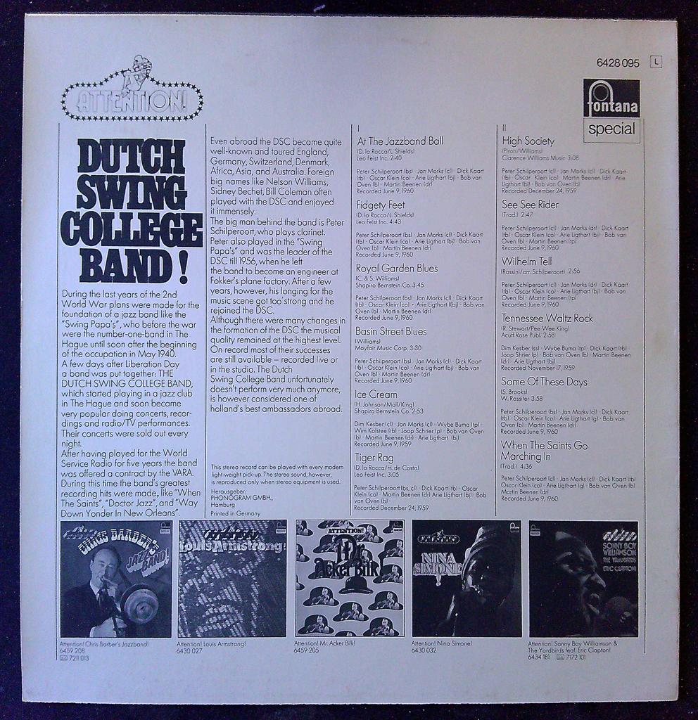 vinyle Dutch Swing College Band Attention! Fontana Special