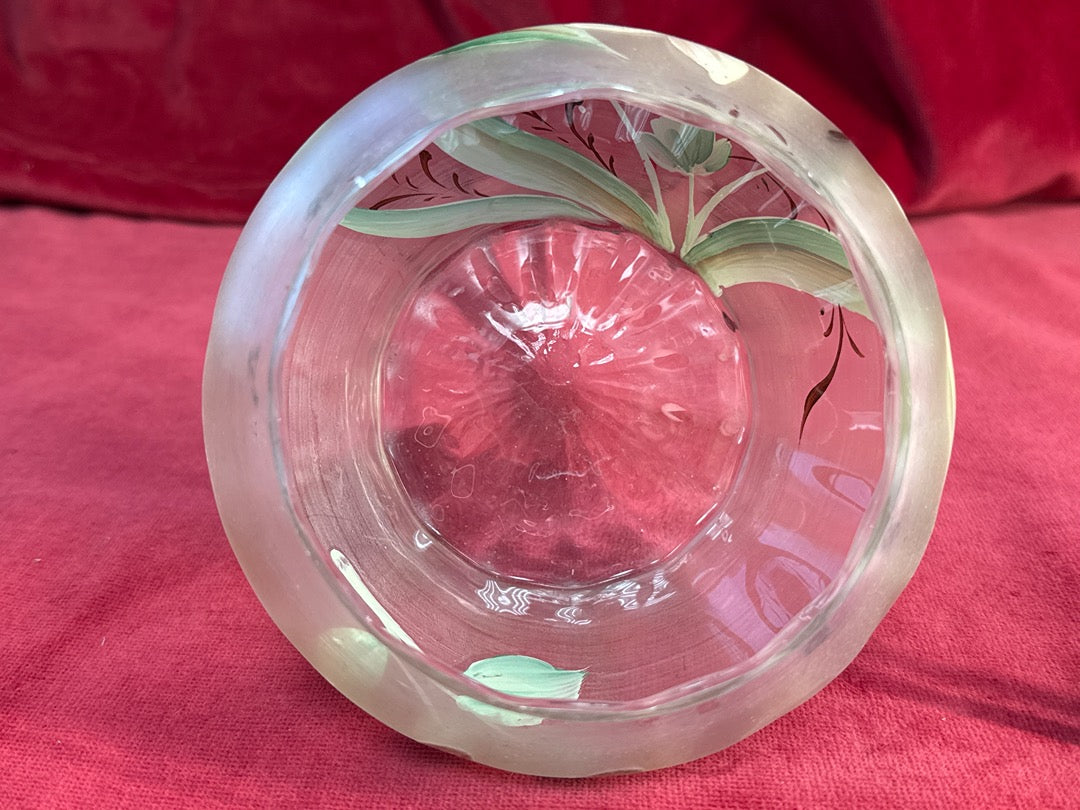 Bonbonnière art nouveau verre givré et métal