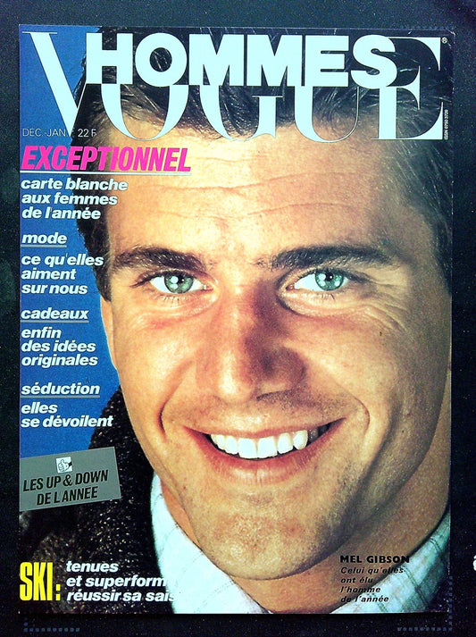 Affiche de Kiosque Plv Promo Magazine Vogue Hommes Mel Gibson vintage bleu