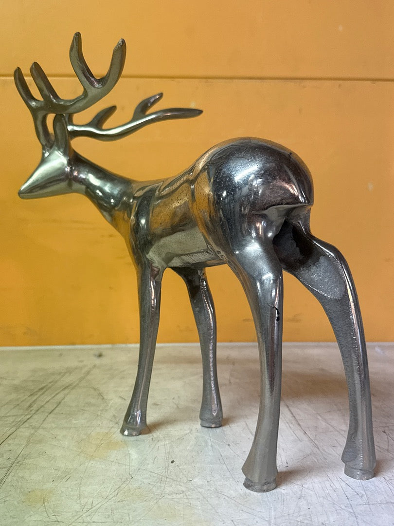 Statuette cerf – Figurine en métal argenté