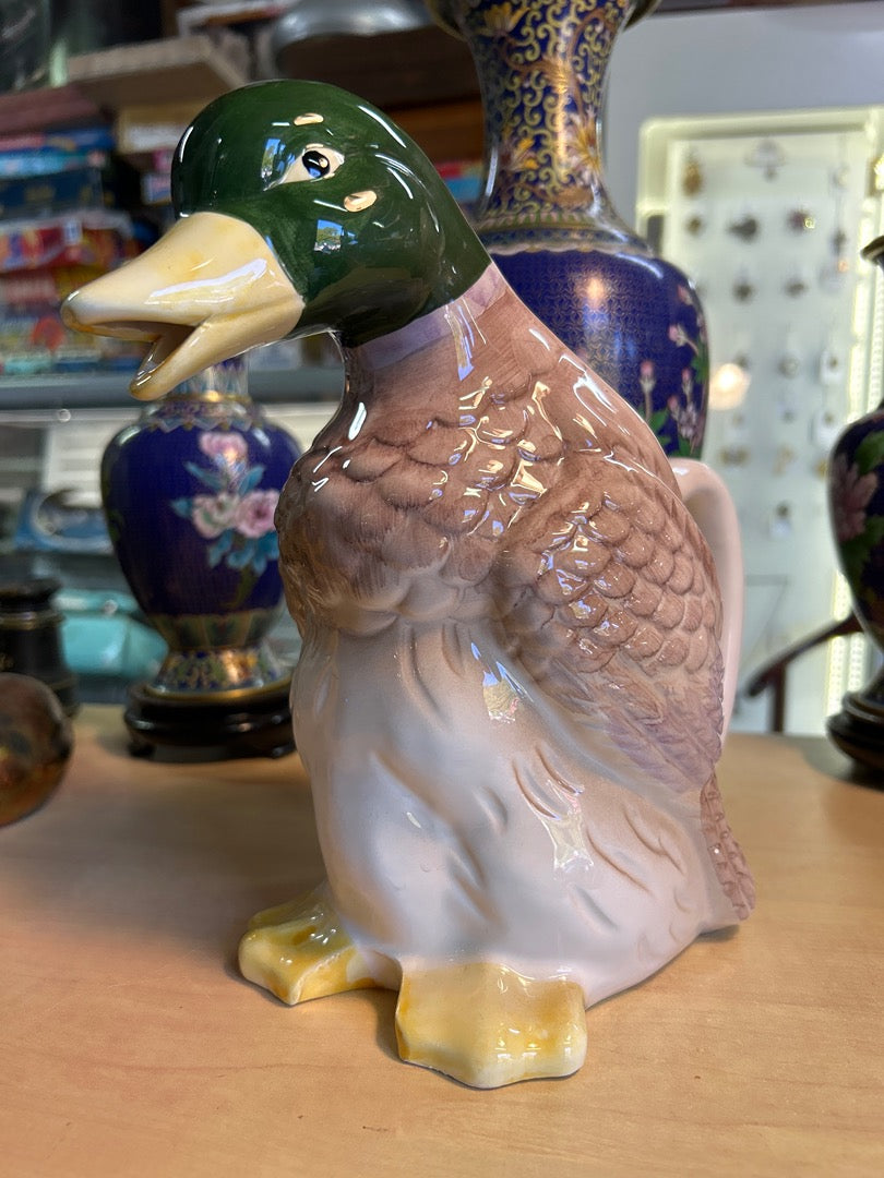Carafe Barbotine Canard En Ceramique
