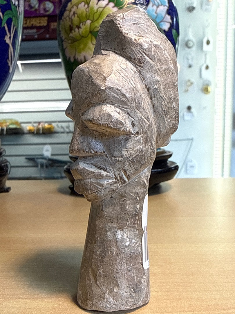Buste en pierre – Art africain – Décoration – Visage sculpté main