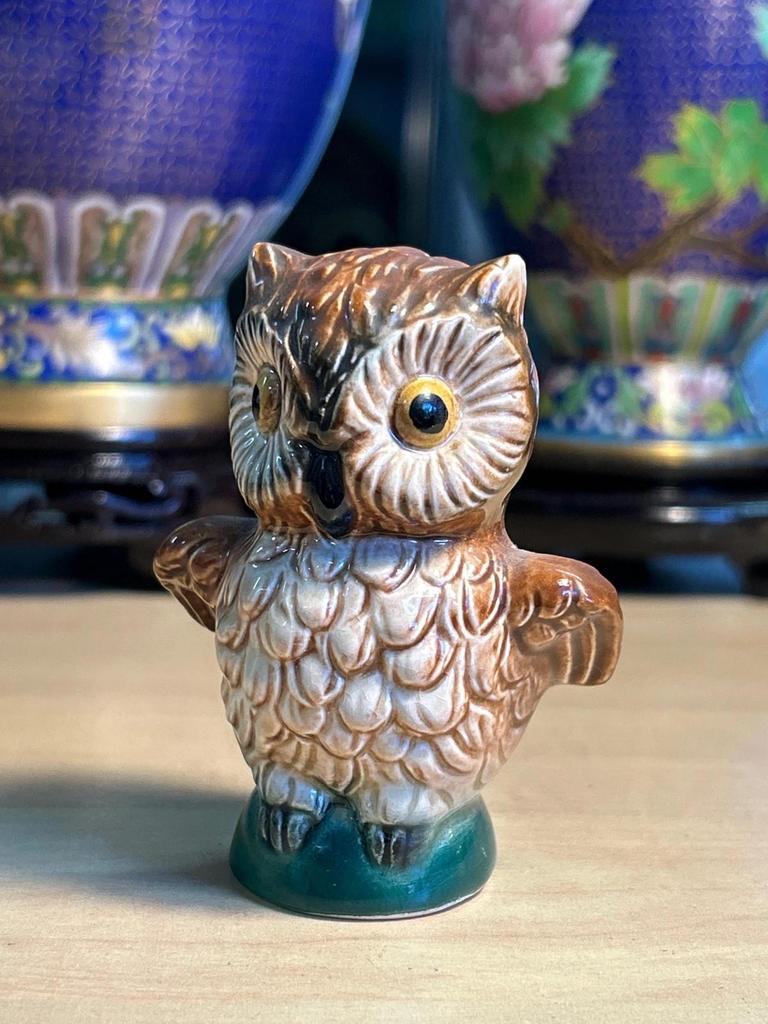 Statuette sculpté Chouette / Hibou vintage porcelaine Goebel Hummel